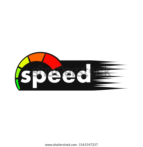 logo with a\
speedometer theme with speed\
writing
