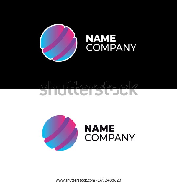 Logo of a\
spherical shape divided into three parts, a combination of blue and\
pink colors, a gradient. Bright and modern design. Logo for web and\
technology, education and\
art.