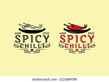 Logo Spicy Chili Vector Illustration Template with Simple Elegant Design Good for Any Industry