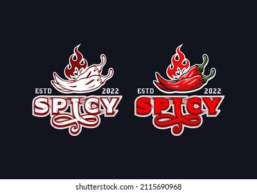 Logo Spicy Hot Chili Vector Illustration Template with Simple Elegant Design Good for Any Industry