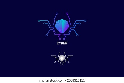 logo spider cyber, Illustration animal Spider combination circuit technology symbol logo design