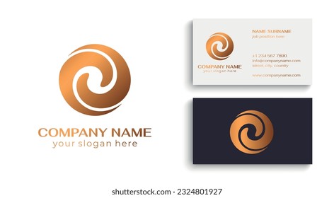 Logo spiral abstract 2 double partnership icon. Curly elegant waves. Template for creating a unique luxury design, logo, corporate products, yoga studio, boutique, spa center. Vector illustration