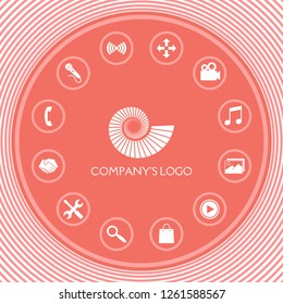 Logo spiral, shell - a symbol of development, enlightenment and wisdom.