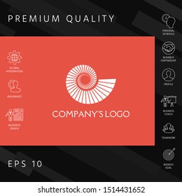 Logo spiral, shell - a symbol of development, enlightenment and wisdom.