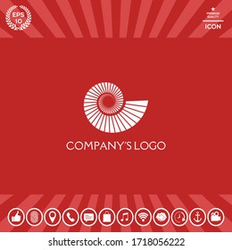 Espiral de logotipos, concha - un símbolo de desarrollo, iluminación y sabiduría.