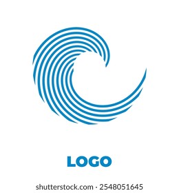 logo spiral wave blue vector image