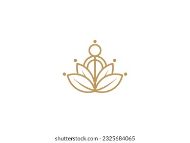 Logo Spiritual health care, psychology, meditation person and nature. logo vintage calm aesthetic and modern. editable color