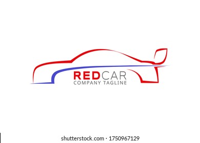 Logo sport car outline red car vector