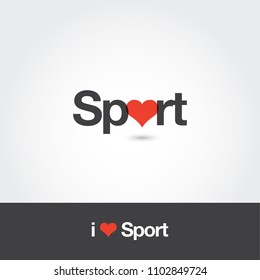 Logo sport with heart. Editable vector logo design. 