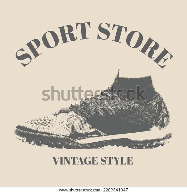 logo\
sport shoes. Nice high top sneakers. Sneakers for every day. Pair\
of textile hipster sneakers with rubber toe. Shoes retro vintage\
style image. Hand drawn isolated template\
design