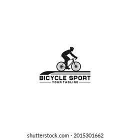 logo for sports cycling with illustration of a cyclist riding his bicycle