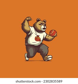 logo for sports shop with bear with ball