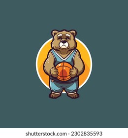 logo for sports shop with bear with ball