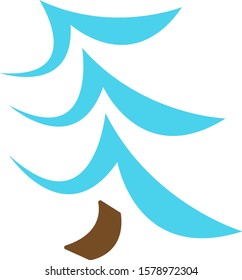 logo spruce with blue branches forest tree symbolizing the winter holidays object on a white background