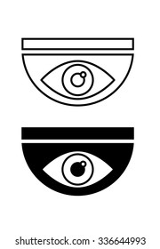 Logo of spy camera with eye symbol. Vector illustration