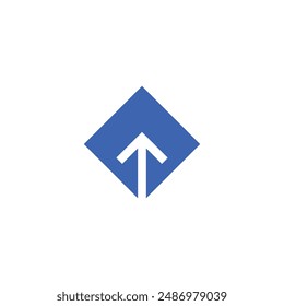 Logo flecha cuadrada azul diseño único con fondo en blanco