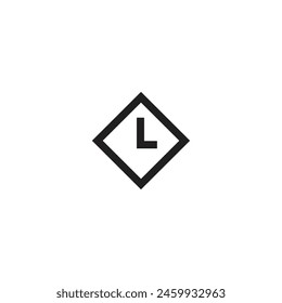 Logo square clock line minimalist black with blank background