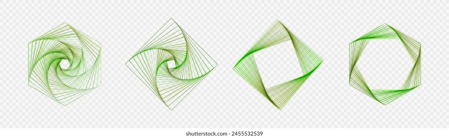 Logo-quadratischer Lichteffekt, Spiralperspektive mit Drehung, Fraktal-Form mystisches Portal, Identitäts-Balance-Form-Design-Vorlage. Vektorgrafik	

