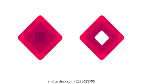 Logotipo cuadrado rhombus icono vector como rojizo geométrico lujoso rombo gráfico tipo de caja, oriental tradicional sagrado rojo・moderna gem con imagen clipart de patrón 