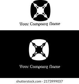 Logo-Quadrat oder X-Alphabet mit Umkreis-Punkt-Vektorgrafik für das Gemeinschaftslogo oder das Unternehmen