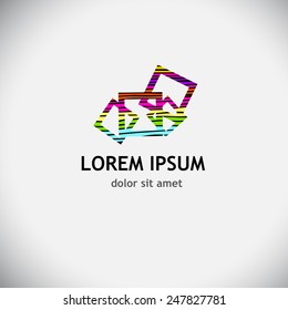 Logo squares colored stripes. Vector