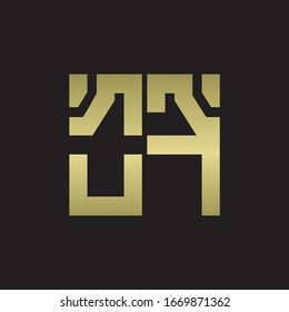 OF Logo with squere shape design template with gold colors