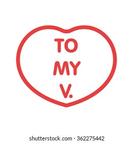 Logo for St. Valentines Day. Red and white designed heart. Greeting card. Romantic heart. Love confession logo.
