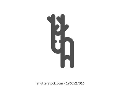The logo of a stag looking back in bold line art, unique