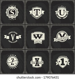 logo stamp vintage vector series of antique labels writing logo stamp vintage vector group pile old sign elderly fancy letterpress board set art flag signature approval writing letterhead graphic grap