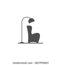 logo a standing floor lamp and a vintage sofa