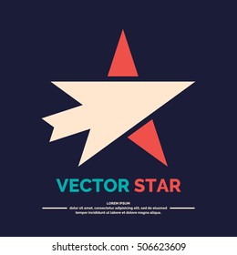 Logo of star with arrow on a black background. Vector illustration.