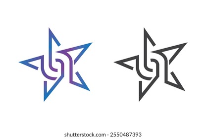 Logo star blue or black unique design with blank background