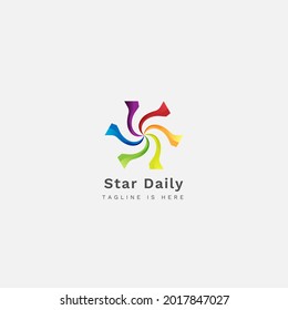 Logotipo Estrella Forma Única Colorida, Icono de resumen geométrico.