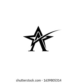 logo A with star icon vector