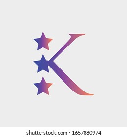 Logo-Stern mit Buchstabe k Vektorillustration-Design