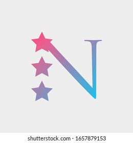 logo star with letter n vector design
