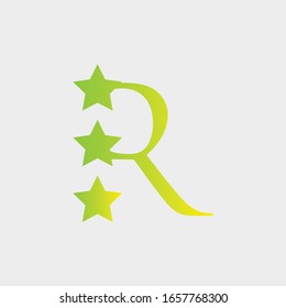 logo star with letter r vector design