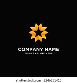 Estrella de logotipo con fondo negro aislado