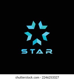 Estrella de logotipo con fondo negro aislado