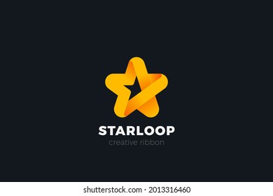 Logo Star Ribbon Design Vector template. Award Leader Winner Logotype concept icon