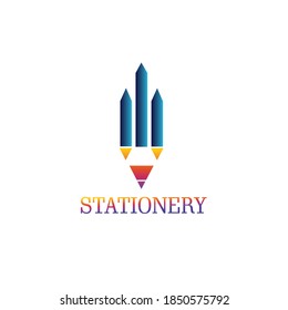 logo stationery, pencil illustration with color design, vector