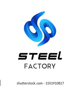 Logo for steel factory in 3D object that to represent of steel with modern color.