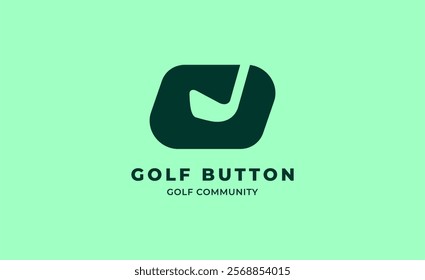 Logo Stick Golf with Square button modern and minimalist concept. Sport, competition and club design.