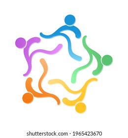 logo, sticker, or brand template for the concept of teamwork, social community, or leadership. Flat design.