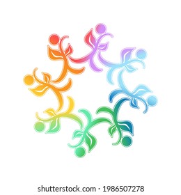 logo, sticker, or brand template for the concept of teamwork, social community, or leadership. Flat design.