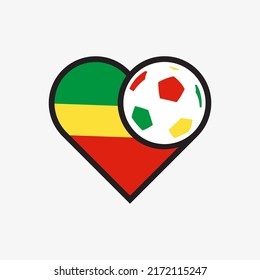 Logo sticker love Congo national football team. Souvenir print vector illustration