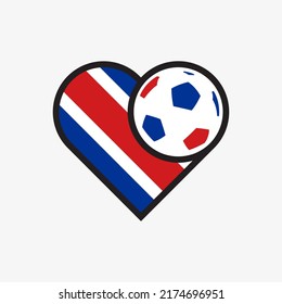 Logo sticker love Costa Rica national football team. Souvenir print vector illustration