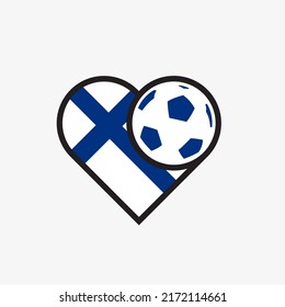 Logo Sticker Love Finland National Football Team. Souvenir Print Vector Illustration