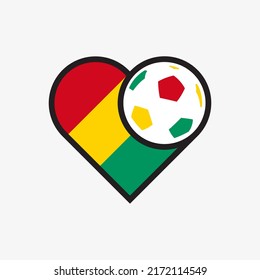 Logo sticker love Guinea national football team. Souvenir print vector illustration