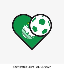Logo sticker love Macao national football team. Souvenir print vector illustration